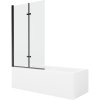 Mexen Cubik obdĺžniková vaňa 150 x 70 cm s obkladom a 2-krídlovou zástenou 100 cm, Transparentné, Čierna - 550315070X9210027000