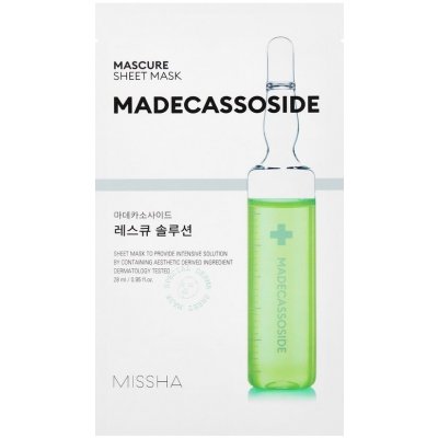 Missha Mascure Rescue Solution Sheet Mask Madecassoside upokojujúca plátenná pleťová maska 28 ml