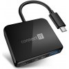 Connect IT USB-C hub, 3v1 (USB-C,USB-A,HDMI) - čierna
