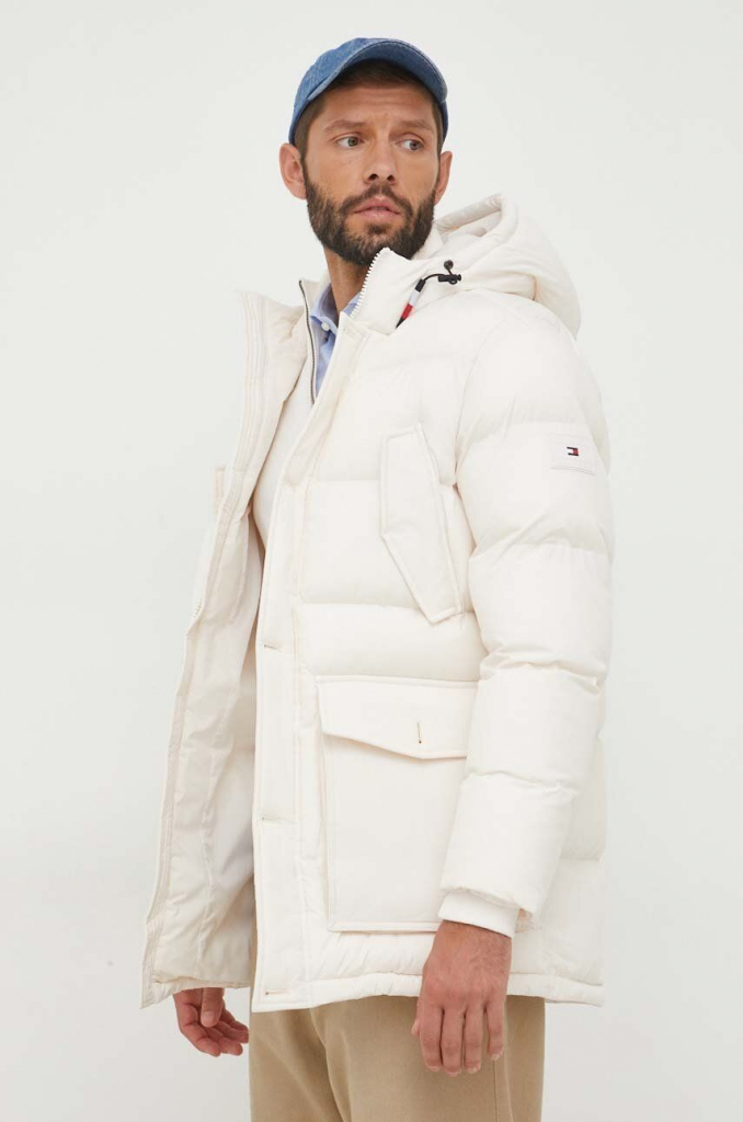 Tommy Hilfiger bunda pánska béžová zimná MW0MW33961