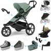 Set 10v1 Thule Urban Glide 3 Mist green s magnetickou sponou + madlo + vanička Mid Blue + pláštenky a moskytiéry Thule + Autosedačka Thule Maple Faded Khaki s ISOFIX základňou Thule Alfi a adaptérmi