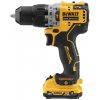 DCD706D2 DEWALT 12V AKU BEZUHLÍKOVÁ PŘÍKLEPOVÁ VRTAČKA/ŠROUBOVÁK, 2 X 2,0 AH BATERIE XR LI-ION, NABÍJEČKA, KUFR T-STAK