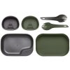 WILDO® CAMP-A-BOX® DUO LIGHT - set na prípravu jedla - OLIVA / ŠEDÁ (Set na jedlo a nápoje pre dvoch - misky, hrnčeky, príbory značky WILDO®)