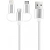 SETTY SC-3W1N01 USB kábel 3v1 (USB, Lightning, USB-C, microUSB), biela (GSM113221)