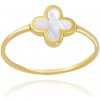 MINET Zlatý prsten čtyřlístek s bílou perletí Au 585/1000 Velikost prstenu:: 61, Hmotnost (g): 1,1