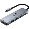 GENIUS hub UH-500/ USB-C na HDMI/ 2x USB3.0/ USB-C/ 100W PD/ sivý