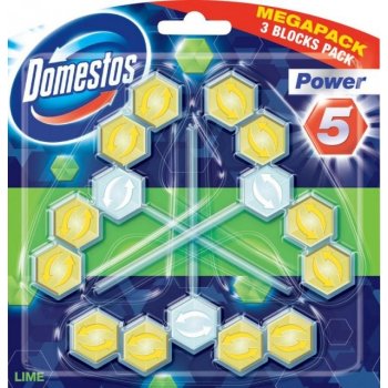 Domestos WC Power 5 tuhý WC blok Lemon 3 x 55 g