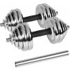 Rebel RBA-2326 Chrómované liatinové nastaviteľné činky v kufríku s konektorom 2 x 15 kg,, strieborná