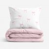 Goldea bavlnené posteľné obliečky duo - ružové mašličky s púdrovo ružovou 140 x 220 a 70 x 90 cm