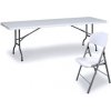 Cateringový stôl skladací - plastový dĺžka 240cm + ODOLNÁ STOLIČKA 8ks