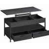 Konferenčný stolík do obývačky s nastaviteľnou výškou a zásuvkami, 50 x 100 cm, čierny