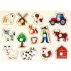 Bino Dřevěné puzzle farma 14 dílků