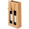 model obaly Papierová taška na víno s okienkom hnedá na 2 fľaše, bavlnené ušká (1ks)