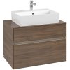 VILLEROY & BOCH Collaro závesná skrinka pod umývadlo na dosku (umývadlo v strede), 2 zásuvky, s LED osvetlením, 800 x 500 x 548 mm, Arizona Oak, C124B0VH