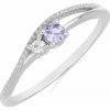 Nefertitis Prsteň strieborný s brúseným tanzanitom a zirkónom Ag 925 031121 TZ - 59 mm (US 9), 1,25 g