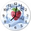 Nástenné sklenené hodiny Jahodová zmrzlina fi 30 cm