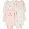 CARTER'S Body dlhý rukáv Pink/Ivory dievča 4ks 9m/ veľ. 74