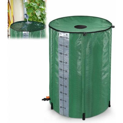 LARS360 200L Skladací sud na dažďovú vodu sud na dažďovú vodu nádrž na dažďovú vodu PVC nádrž na vodu s vypúšťacím ventilom - zelená s meracou stupnicou