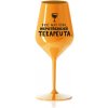 KEĎ MÁTE VÍNO, NEPOTREBUJETE TERAPEUTE - oranžový nerozbitný pohár na víno 470 ml