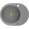MEXEN/S MEXEN/S - Kevin granitový drez 1 s odkvapkávačom 586x458 mm, sivá, + zlatý sifón 6517581005-71-G