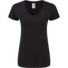 Fruit of the Loom Tričko Lady-Fit Iconic 150 V-Neck T s výstřihem do V, krátký rukáv, dámské COT-16144400204 XL Černá