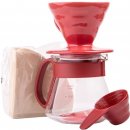 Hario V60-01 Coffee Server Ceramic Set Red