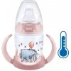 Dojčenská fľaša na učenie NUK Medvedík Pú s kontrolou teploty 150 ml ružová