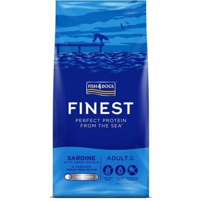 FISH4DOGS Granule veľké pre dospelých psov Finest sardinka so sladkými zemiakmi 6kg, 1+