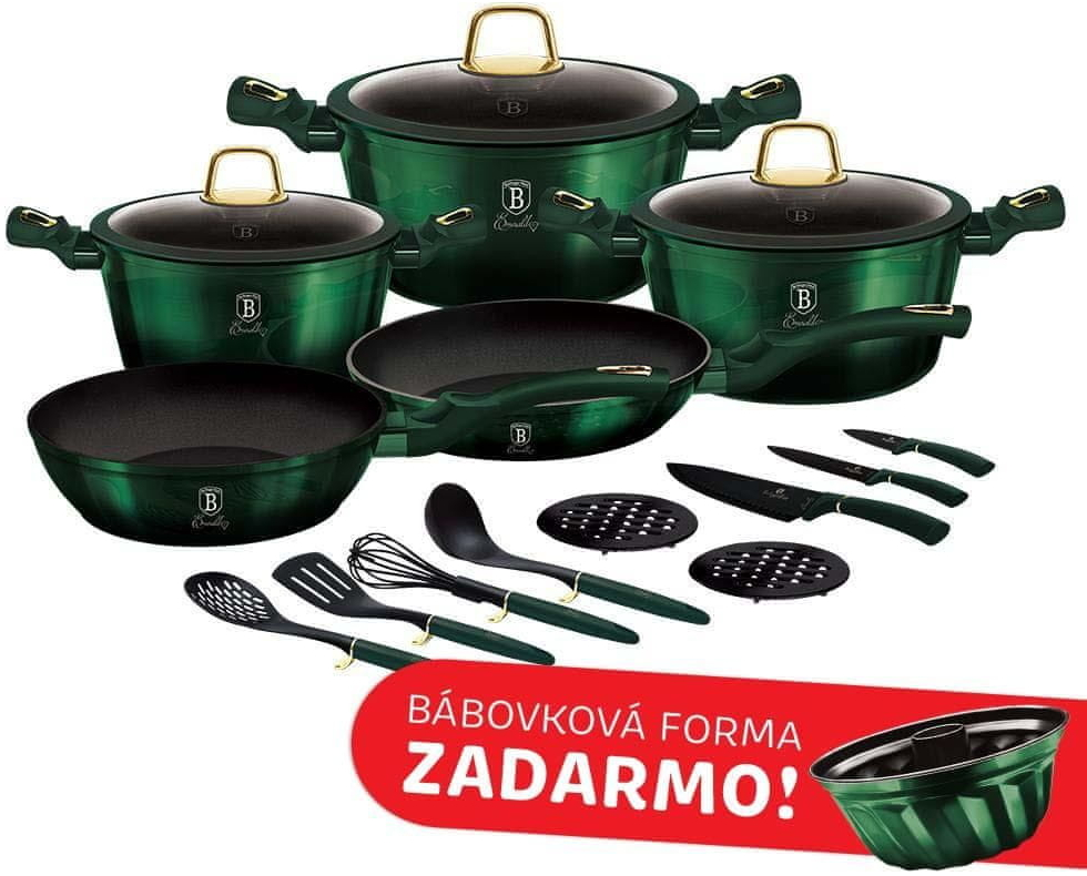 BERLINGERHAUS sada hrncov BH-7043 Metallic Line Emerald 17 ks