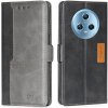 Peňaženkové kožené puzdro Contrast na Honor Magic5 - Čierna a šedá