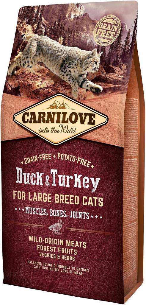Carnilove Duck & Turkey for Large Breed Cats Muscles Bones Joints 6 kg