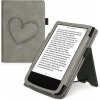 Puzdro KW Mobile - Brushed Heart - KW5481704 - pre Pocketbook 616/617/627/628/632/633 - šedé (KW Mobile obal na Pocketbook 616/627/628/632/633, vrecko, stojan, AutoSleep, motív Brushed Heart, šedý + z