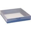 Darčeková krabica s priehľadným vekom 300x300x50/35 mm, modrá