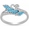 Nefertitis Prsteň strieborný s Blue Sky topazom a zirkónmi Ag 925 026347 BT - 52 mm (US 6), 3 g