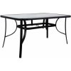 Záhradný stôl 150cm - čierny kov+sklo