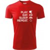 Stolný tenis - eat sleep - Pánske tričko Fantasy športové - 2XL ( Červená )