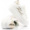 TENISKY KARL LAGERFELD ANAKAPRI SIGNIA LACE LTHR WHITE LTHR W/GOLD