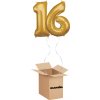 HeliumKing Balónový box - Narodeninové číslo 16 zlatý 86 cm