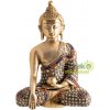 Buddha socha mosadz s kamenným umením 20cm 1,9kg