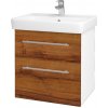 Dreja Umývadlová skrinka Q MAX SZZ2 60 - N01 Biela lesk / Úchytka T02 / D27 Cognac