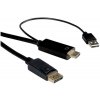 Roline HDMI / DisplayPort / USB prepojovací kábel Konektor DisplayPort, Zástrčka HDMI-A, USB-A zástrčka 2.00 m čierna 11.04.5992 tienený HDMI kábel; 11.04.5992