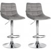 Sada 2 barových stoličiek Jerry velvet chrome, sivá