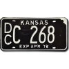 Americká ŠPZ Kansas 1972 Black DCC 268
