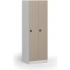 Kovová šatníková skrinka S1, 2-dverová, 1850 x 600 x 500 mm, demont, zámok s čítačkou RFID kariet, béžové dvere