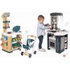 Set kuchynka a obchod Market Tefal Studio Kitchen 360° Smoby elektronická s realistickými zvukmi s nákupným vozíkom a skenerom so zvukom a svetlom