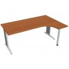 Pracovný stôl Flex, ergo, ľavý, 180x75,5x120 (80x40) cm, čerešňa/kov