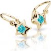 Cutie Jewellery Detské zlaté náušnice hviezdičky C1942Z-Mint Green