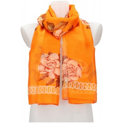 Dámský letní šátek oranžový s květy