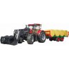 Bruder Traktor Case IH Optum 300 CVX s čelným nakladačom a prepravníkom na balíky