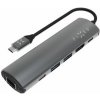FIXED 6-portový hliníkový USB-C HUB Pro pre notebooky a tablety sivá / 2x USB / 2x USB-C / RJ45 / HDMI (FIXHU-P-GR)